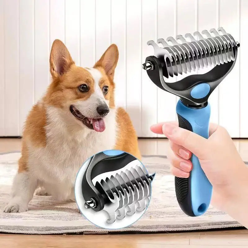 #Summervibes #Petlovers Pet Dematting Undercoat Rake, Double-Sided Deshedding Brush for Dogs & Cats Comb , Pain-Free Tangle Remover, Reduces Shedding & Mats, Grooming Tool，N2