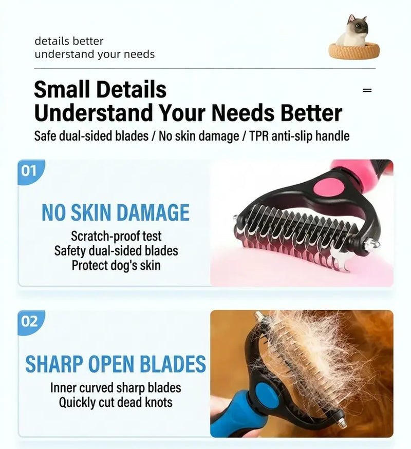 #Summervibes #Petlovers Pet Dematting Undercoat Rake, Double-Sided Deshedding Brush for Dogs & Cats Comb , Pain-Free Tangle Remover, Reduces Shedding & Mats, Grooming Tool，N2