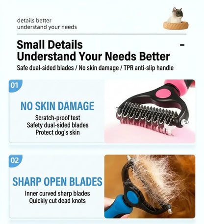 #Summervibes #Petlovers Pet Dematting Undercoat Rake, Double-Sided Deshedding Brush for Dogs & Cats Comb , Pain-Free Tangle Remover, Reduces Shedding & Mats, Grooming Tool，N2
