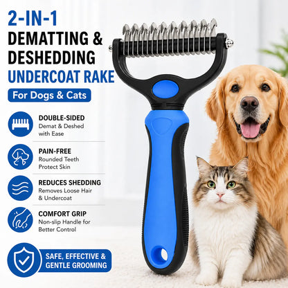 #Summervibes #Petlovers Pet Dematting Undercoat Rake, Double-Sided Deshedding Brush for Dogs & Cats Comb , Pain-Free Tangle Remover, Reduces Shedding & Mats, Grooming Tool，N2