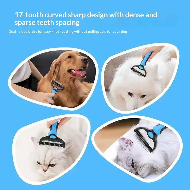 #Summervibes #Petlovers Pet Dematting Undercoat Rake, Double-Sided Deshedding Brush for Dogs & Cats Comb , Pain-Free Tangle Remover, Reduces Shedding & Mats, Grooming Tool，N2