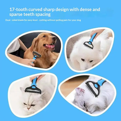 #Summervibes #Petlovers Pet Dematting Undercoat Rake, Double-Sided Deshedding Brush for Dogs & Cats Comb , Pain-Free Tangle Remover, Reduces Shedding & Mats, Grooming Tool，N2